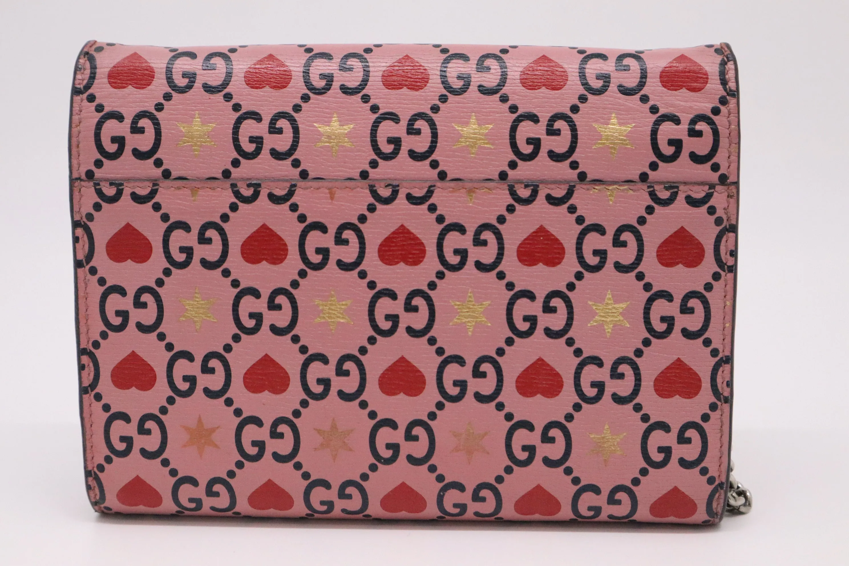 Gucci Valentine's Day Exclusive Mini Dionysus Shoulder Bag in Pink Hearts GG Leather