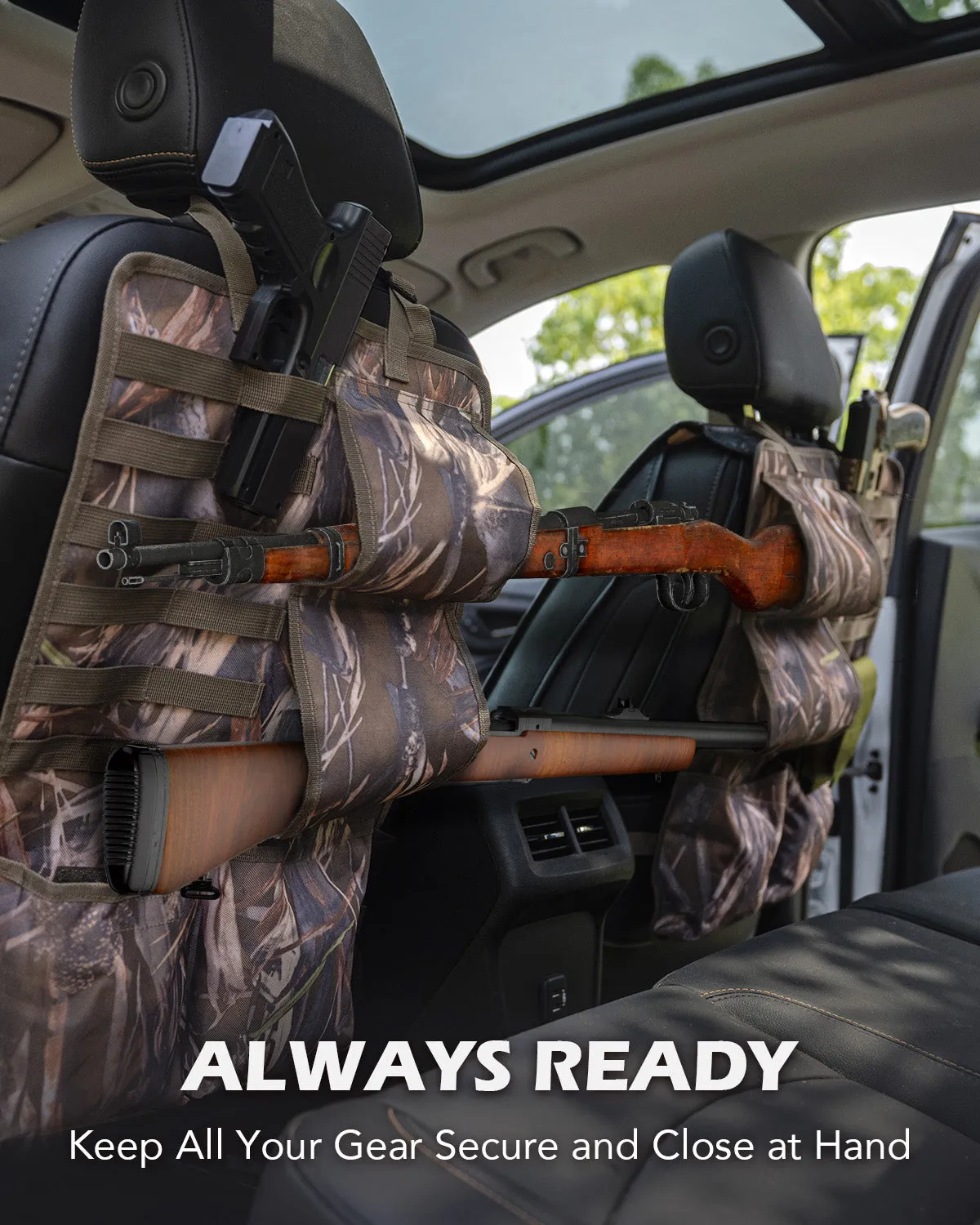 Gun Rack Car Seat Organizer Back Seat Car for Rifles Pistols Camping Gear