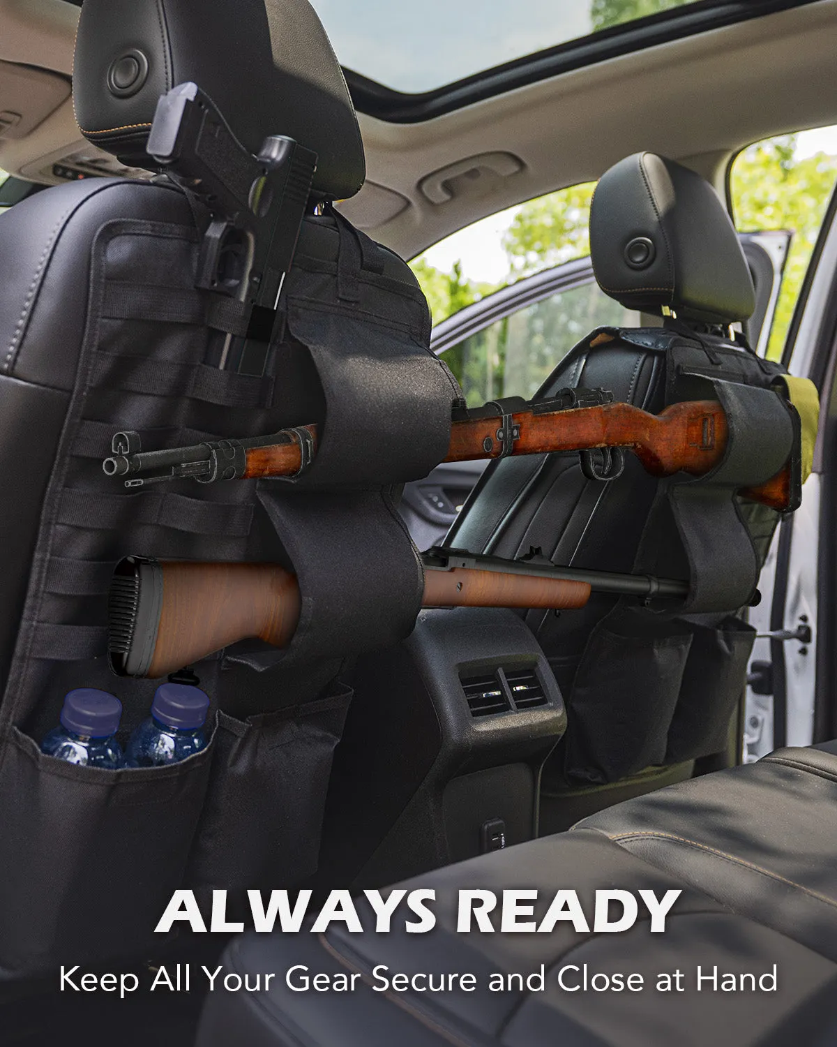 Gun Rack Car Seat Organizer Back Seat Car for Rifles Pistols Camping Gear