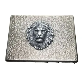 Handmade Antique Silver Embossed Steampunk Lion Cigarette Case