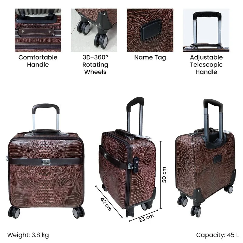 Hard Shell 16inch Cabin Trolley Bag | 45L Capacity | Brown