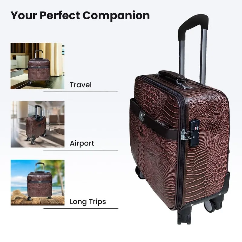 Hard Shell 16inch Cabin Trolley Bag | 45L Capacity | Brown