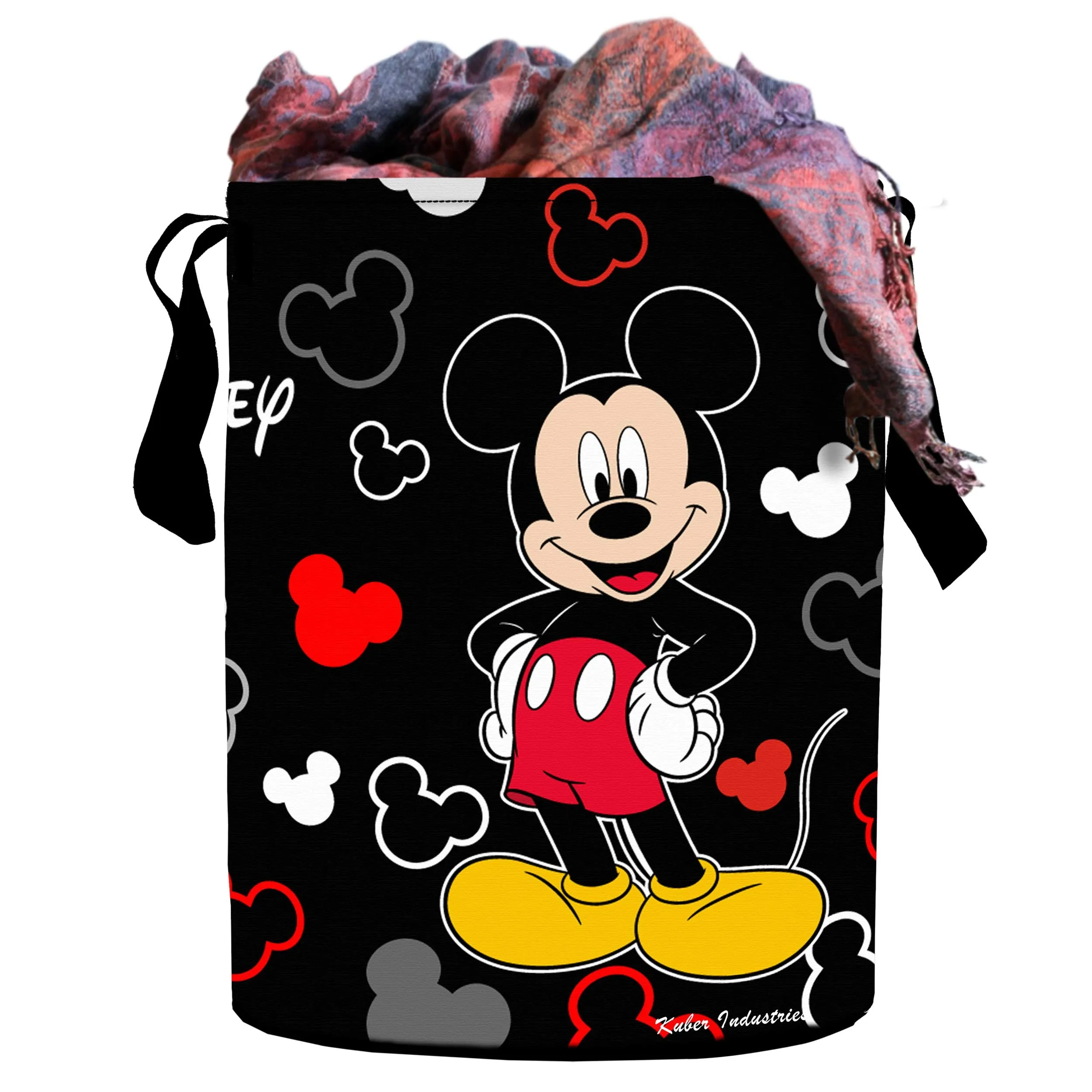 Heart Home Disney Print Waterproof Cotton Laundry Bag, Toy Storage, Laundry Basket Organizer 45 L (Black)- HEART4619