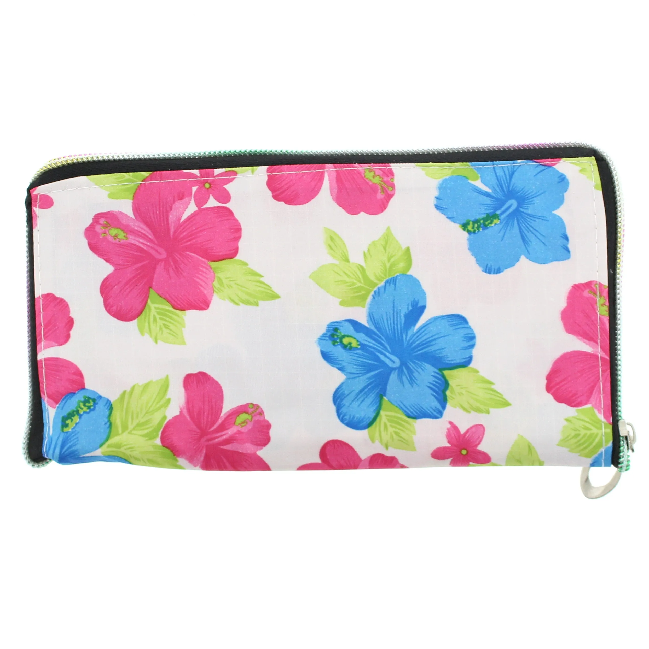 Heavy Duty Floral Print White Shopping Bag in Zip Wallet