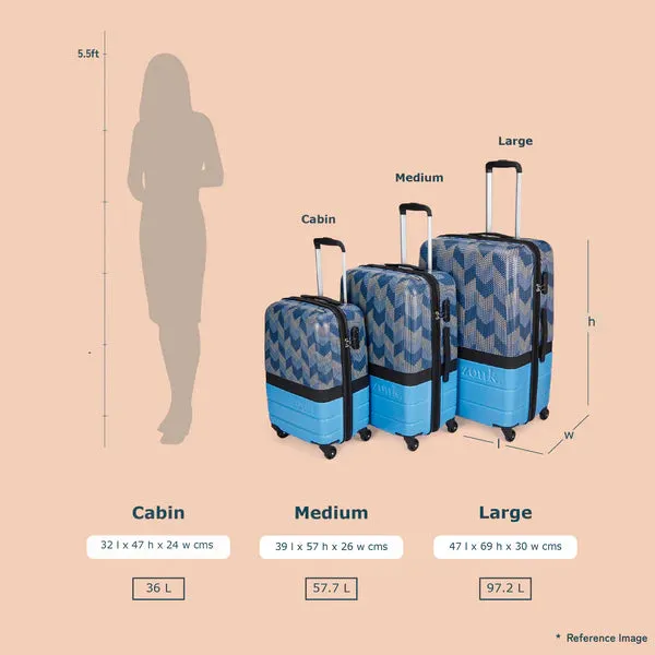 Himachal Chevron Blue Raahi Trolley Bag Combo