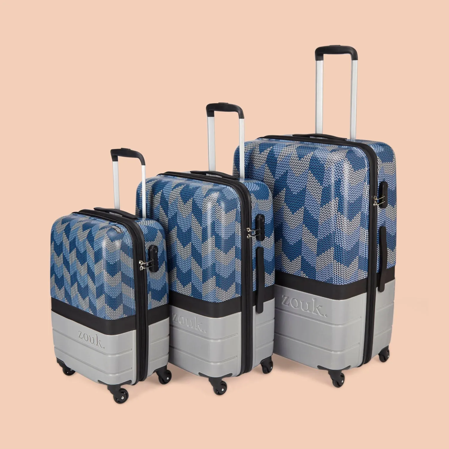 Himachal Chevron Grey Raahi Trolley Bag Combo