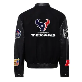 HOUSTON TEXANS WOOL & LEATHER VARSITY JACKET Black/Black