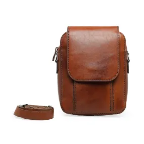 Jordon Men's Genuine Leather Side Messenger Bag - Tan