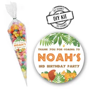 Jungle Personalised Sweet Cone Bag Favour Kit - Pack of 15