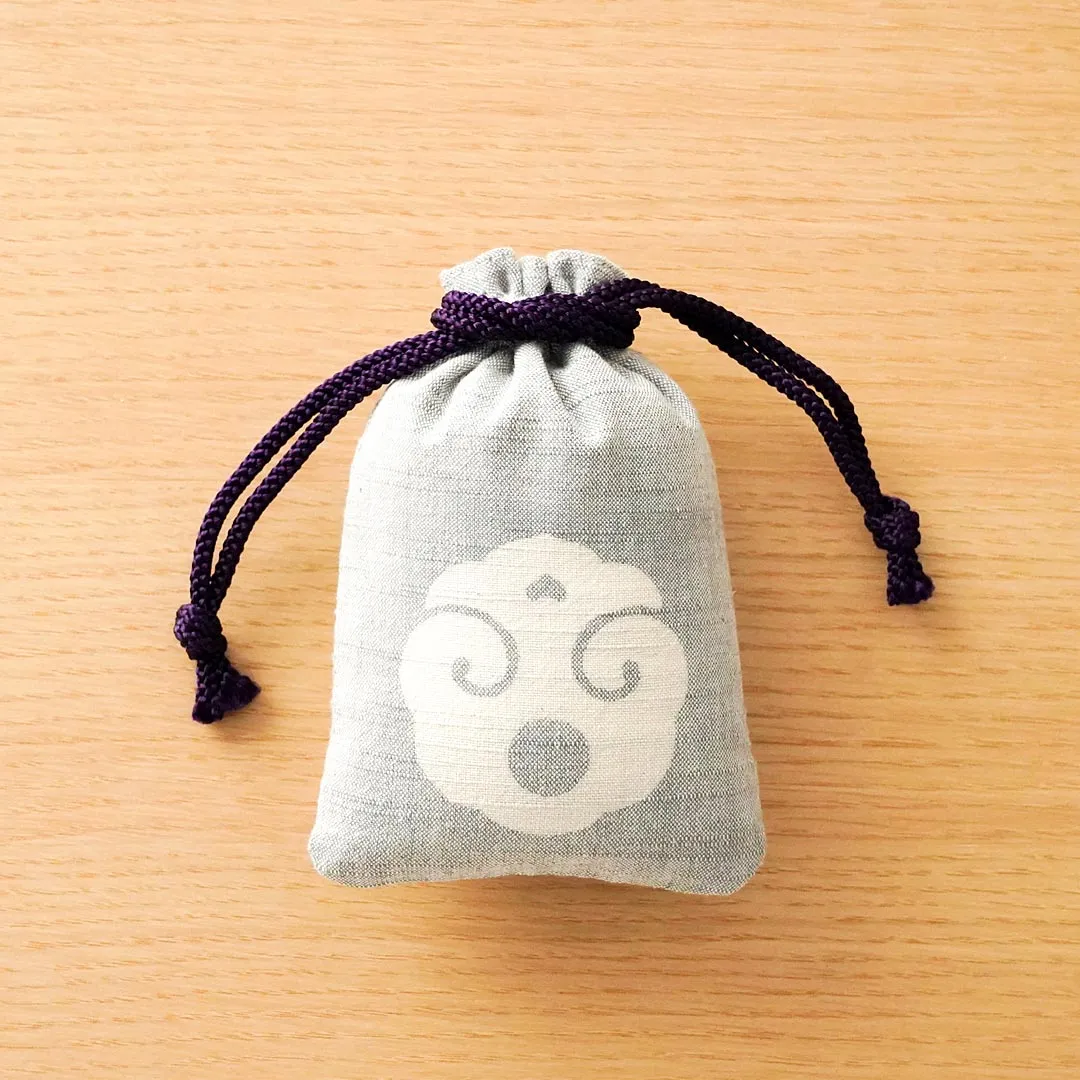 Katazome Small Talisman Bag - Cloud -,  Drawstring Pouch,  Japanese traditional craft bag