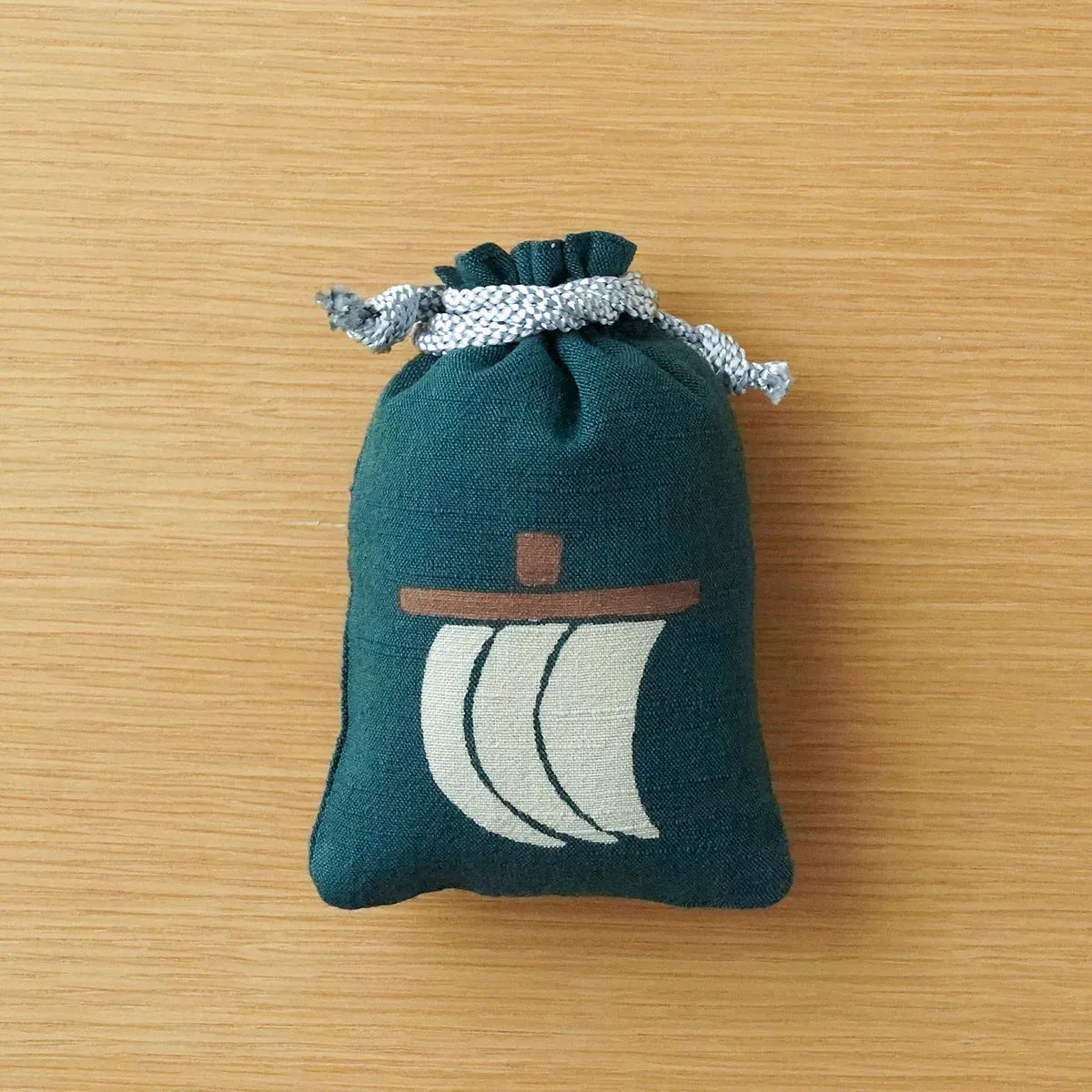 Katazome Small Talisman Bag - Sailing Ship -,  Drawstring Pouch,  Japanese traditional craft bag