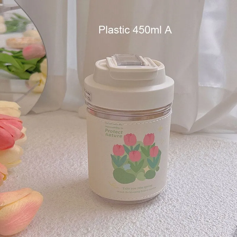 Kawaii  Water Bottle With  Straw and strap | 480ml water bottle |BPA-free water bottle