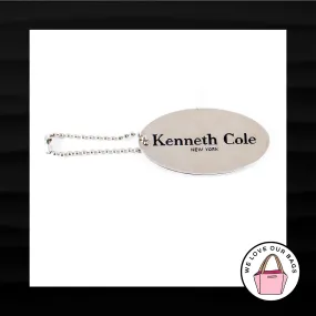 KENNETH COLE NEW YORK OVAL SILVER METAL KEY FOB BAG CHARM KEYCHAIN HANG TAG