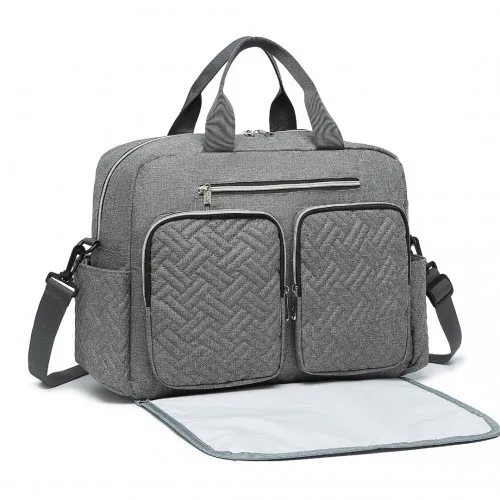 Kono Versatile Diaper Changing Tote Bag with Built-In Changing Mat, Thermal Insulation, Waterproof - Grey