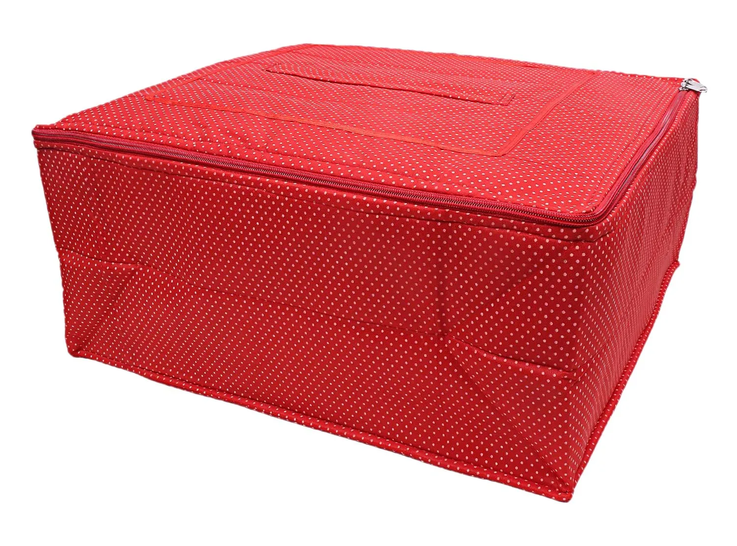 Kuber Industries Dot Print Polyester Wardrobe Organizer/Cover/Storage Bag For Store Saree, Lehenga, Suit, Dress, Clothes (Red)