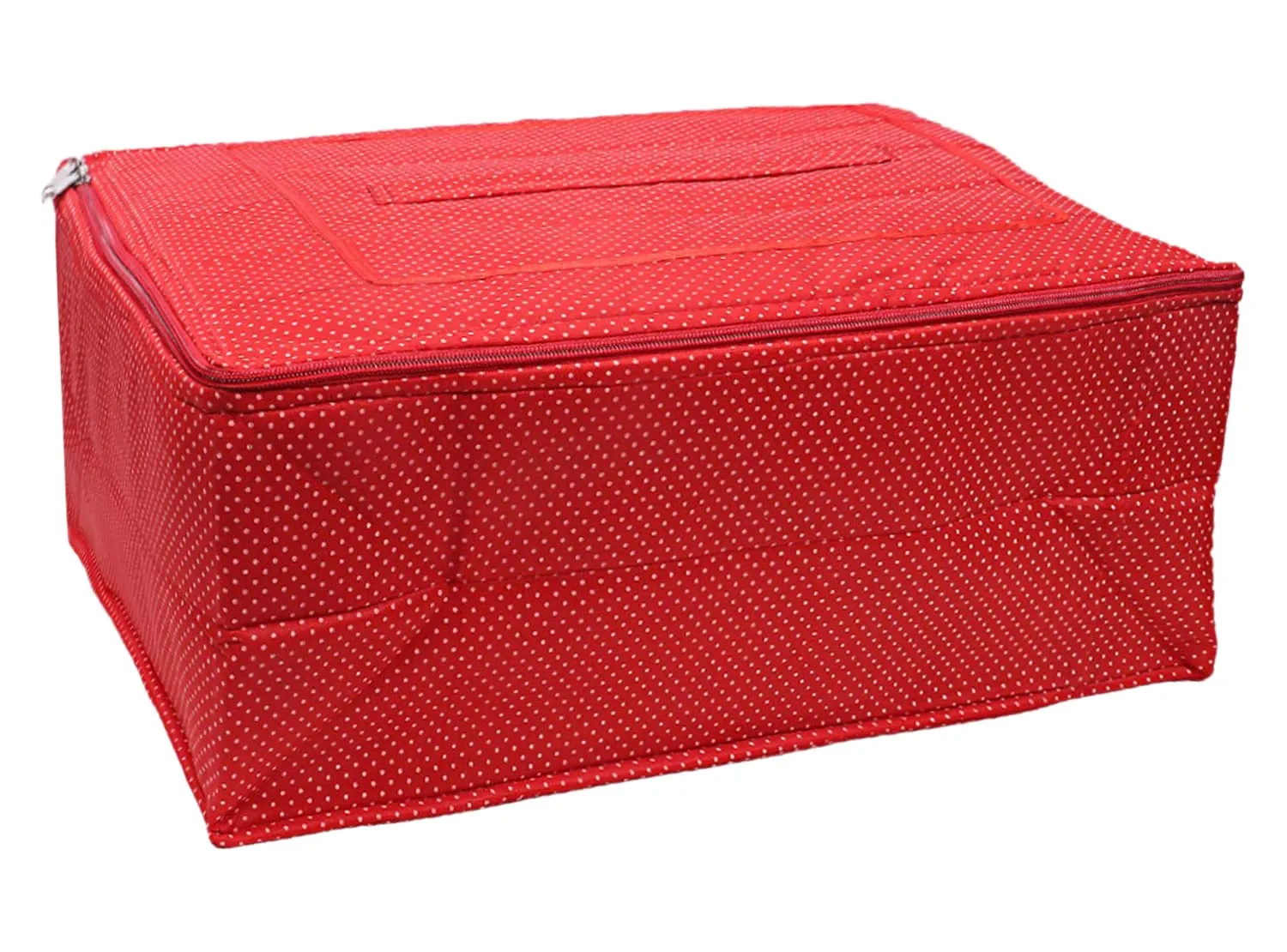 Kuber Industries Dot Print Polyester Wardrobe Organizer/Cover/Storage Bag For Store Saree, Lehenga, Suit, Dress, Clothes (Red)