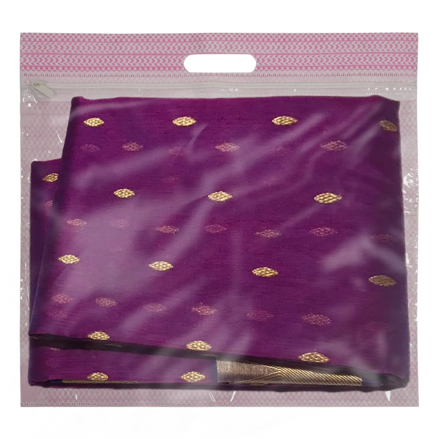 Kuber Industries Non-Woven Single Saree Covers With Transparent Window With Handle Pack of 3 (Pink)