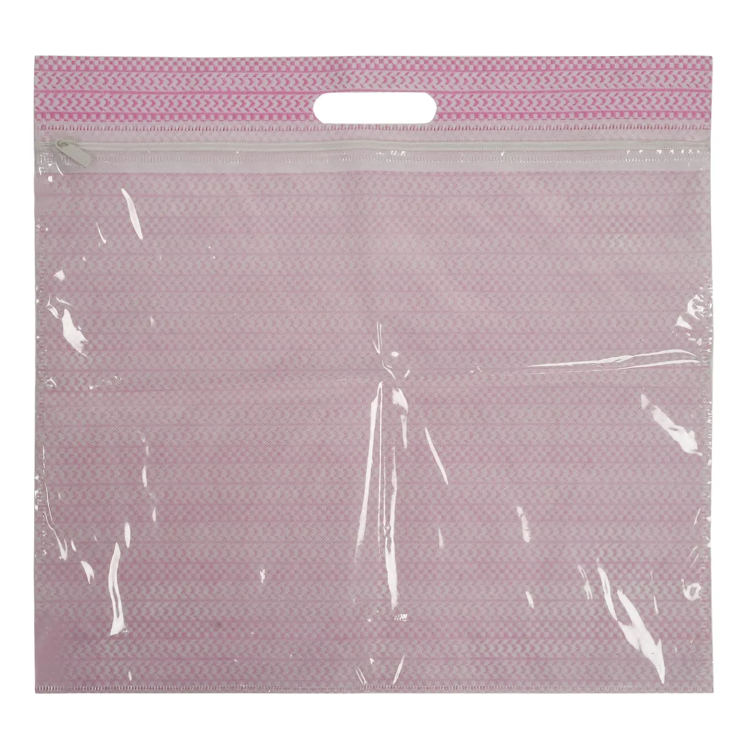 Kuber Industries Non-Woven Single Saree Covers With Transparent Window With Handle Pack of 3 (Pink)