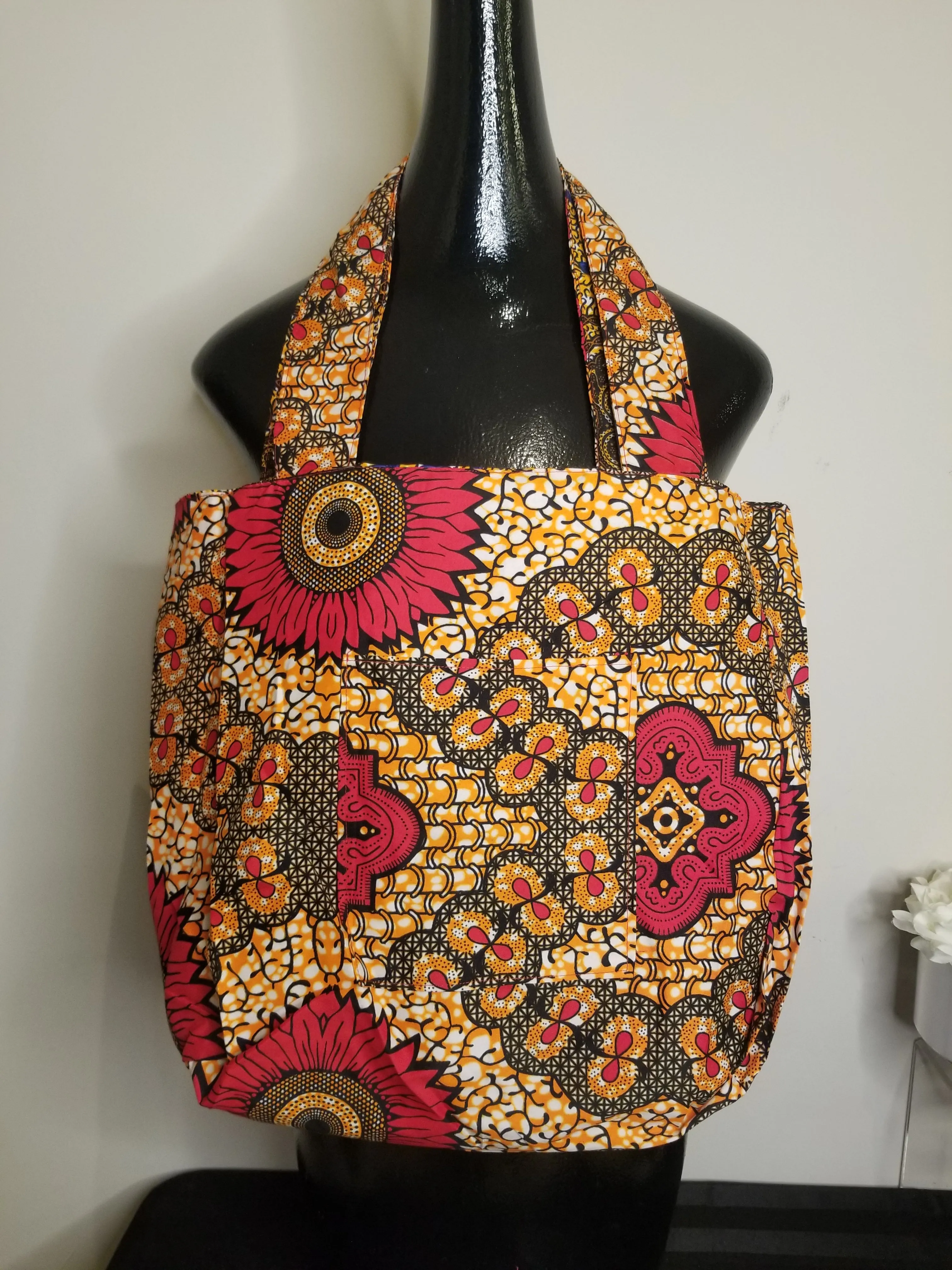 Large Reversible African Print Tote Bags