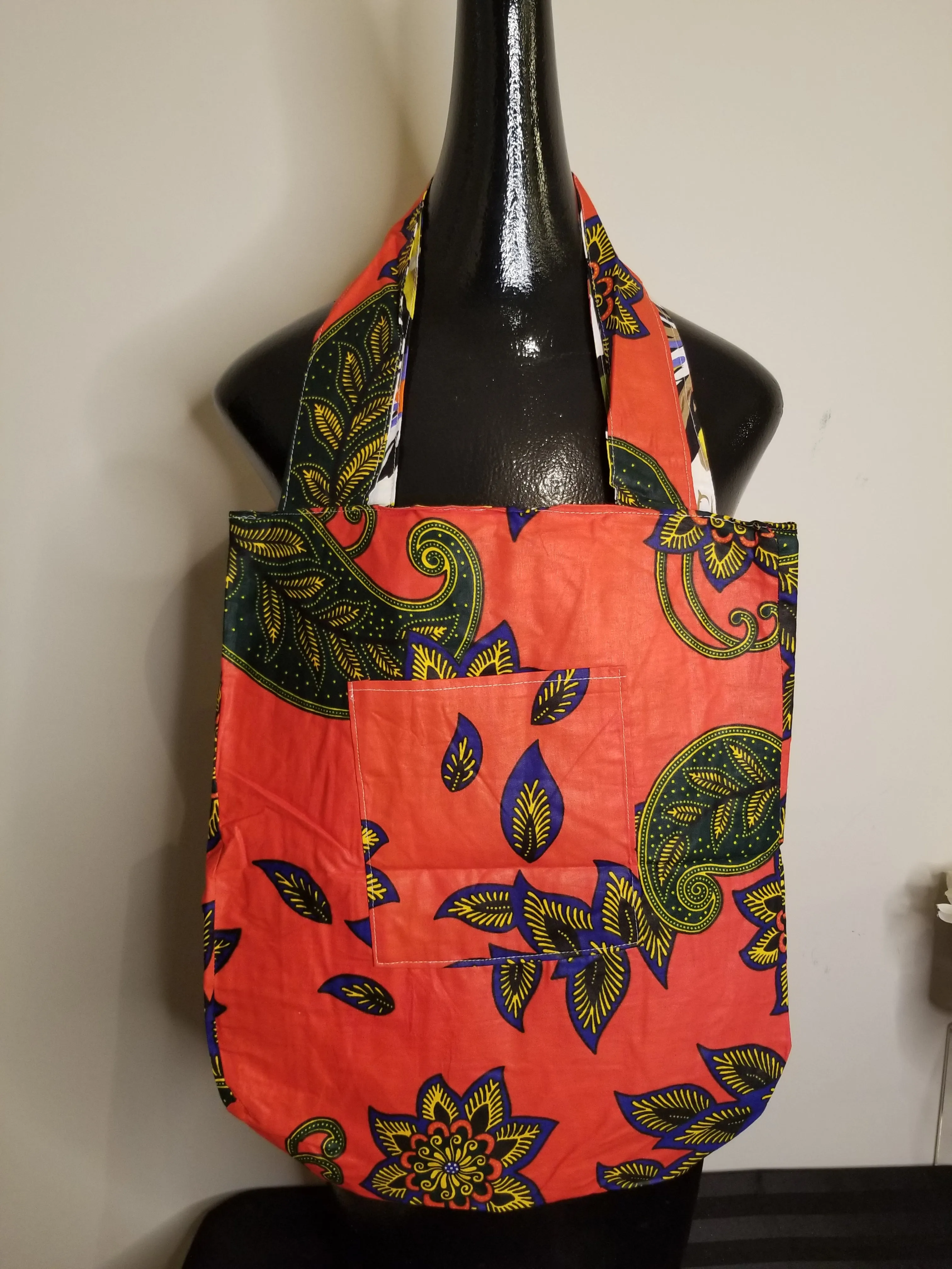 Large Reversible African Print Tote Bags