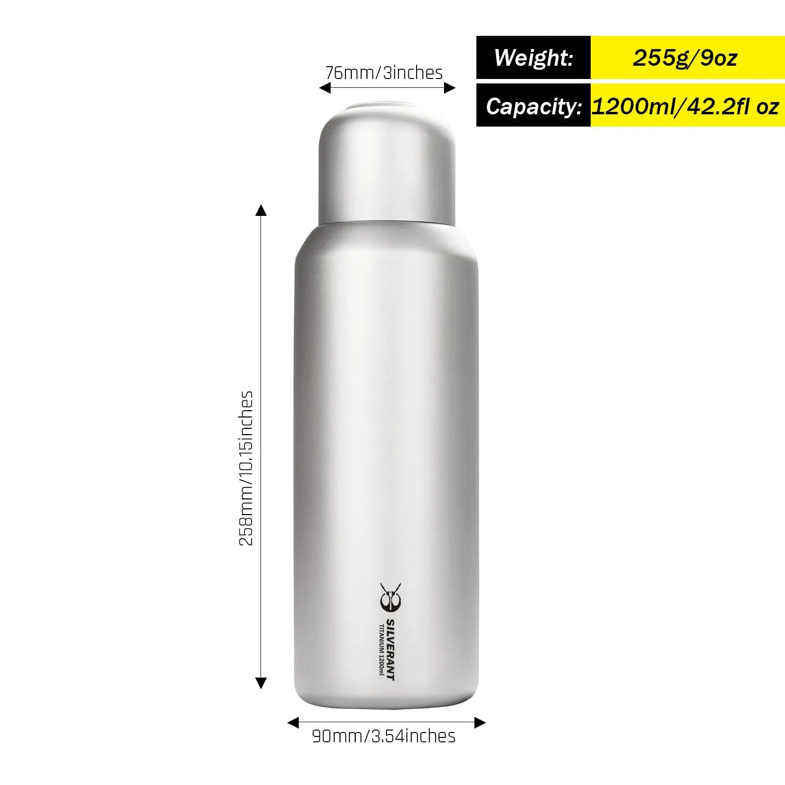 Large Titanium Water Bottle With Titanium Cup