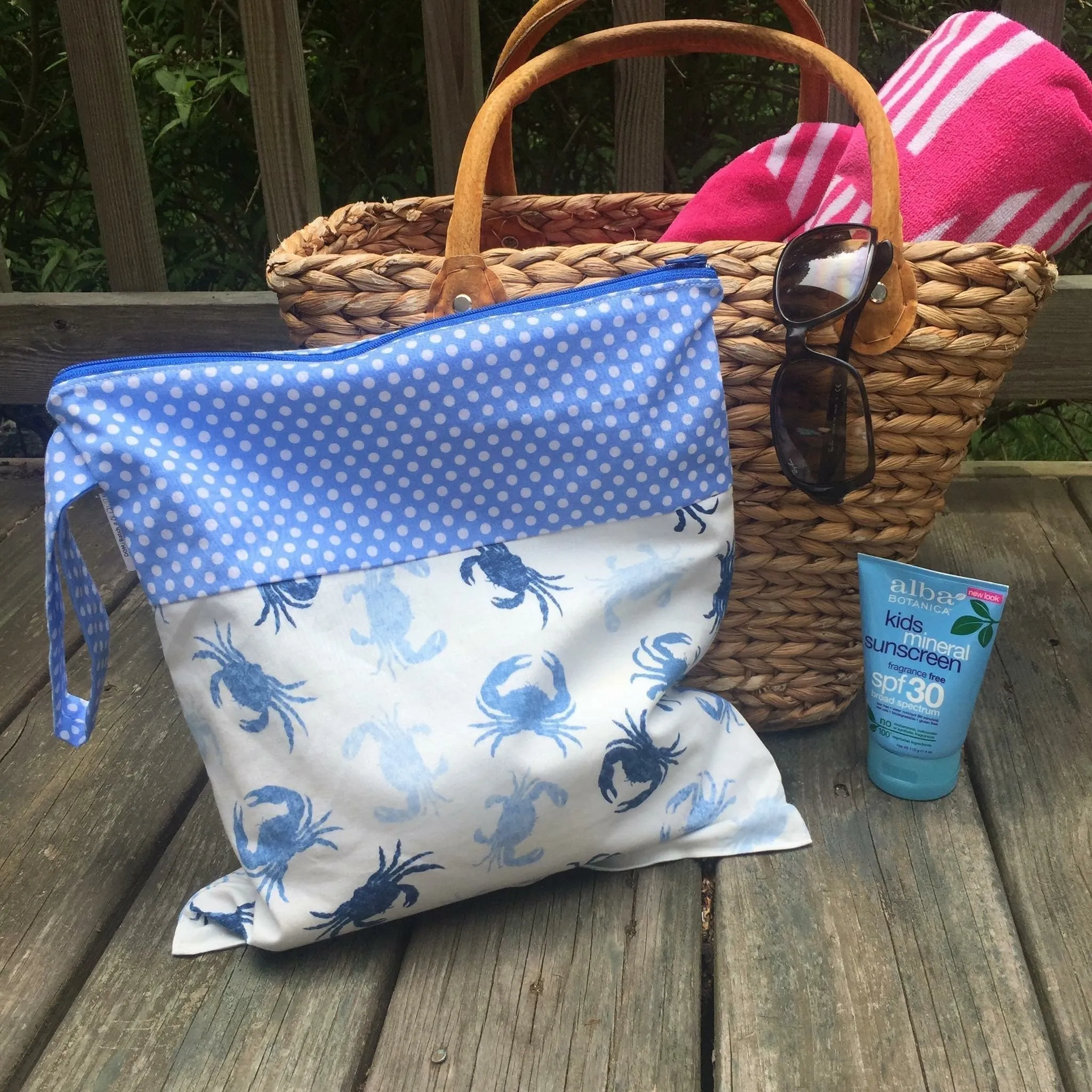 Large Wet Bag with Handle Plaid