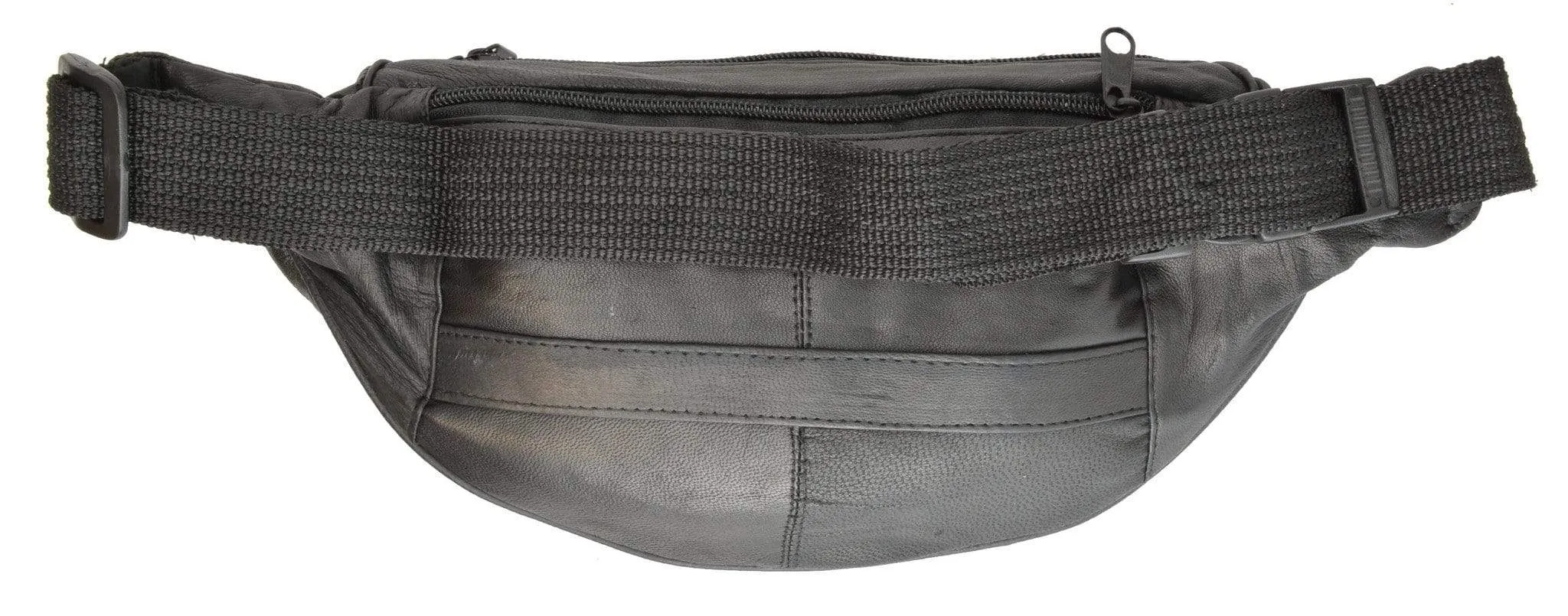 Leather Fanny Pack Waist Bag CellPhone Pouch Leather Flap Adjustable Waist Strap 002 (C)