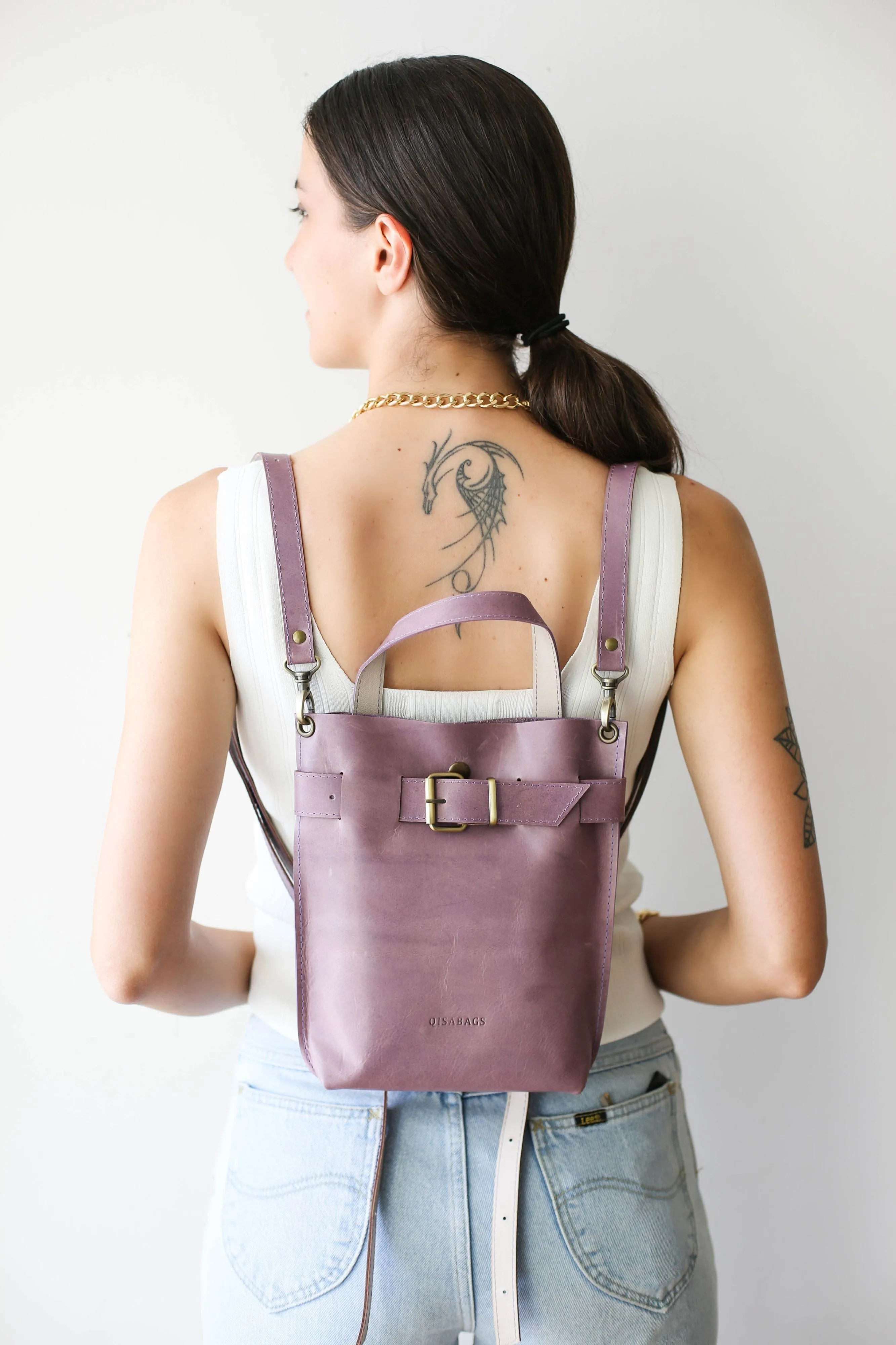 Lilac Mini Leather Backpack