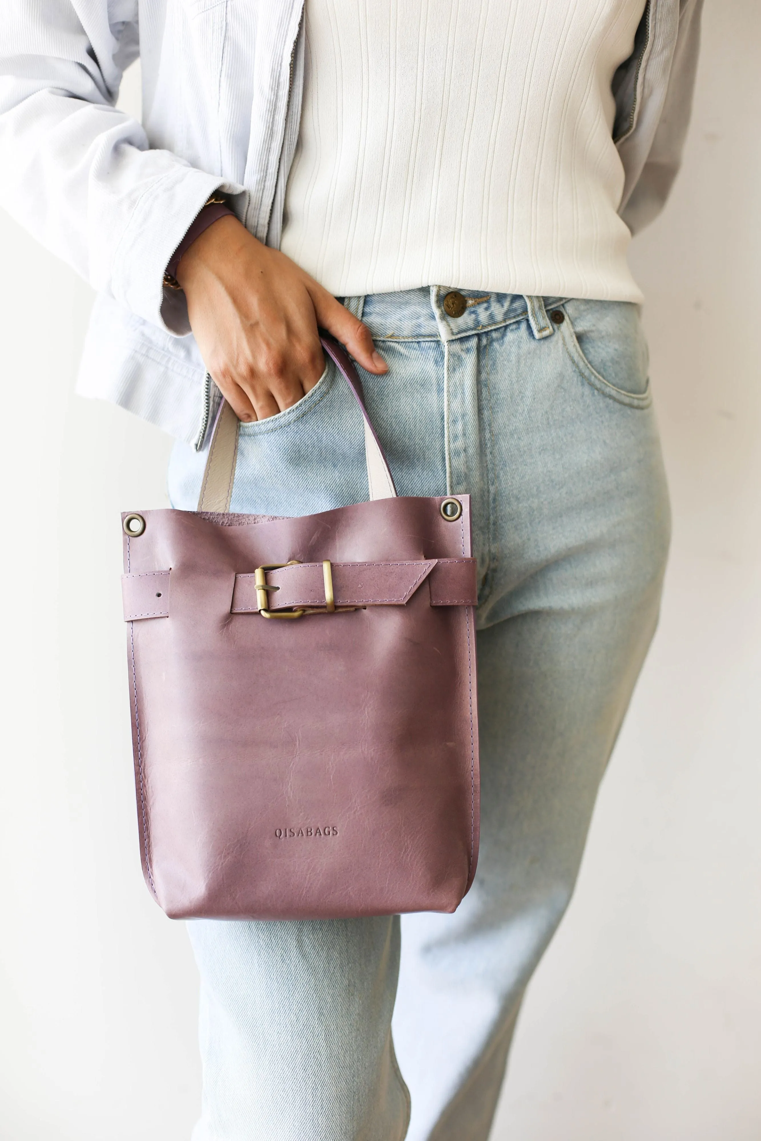 Lilac Mini Leather Backpack