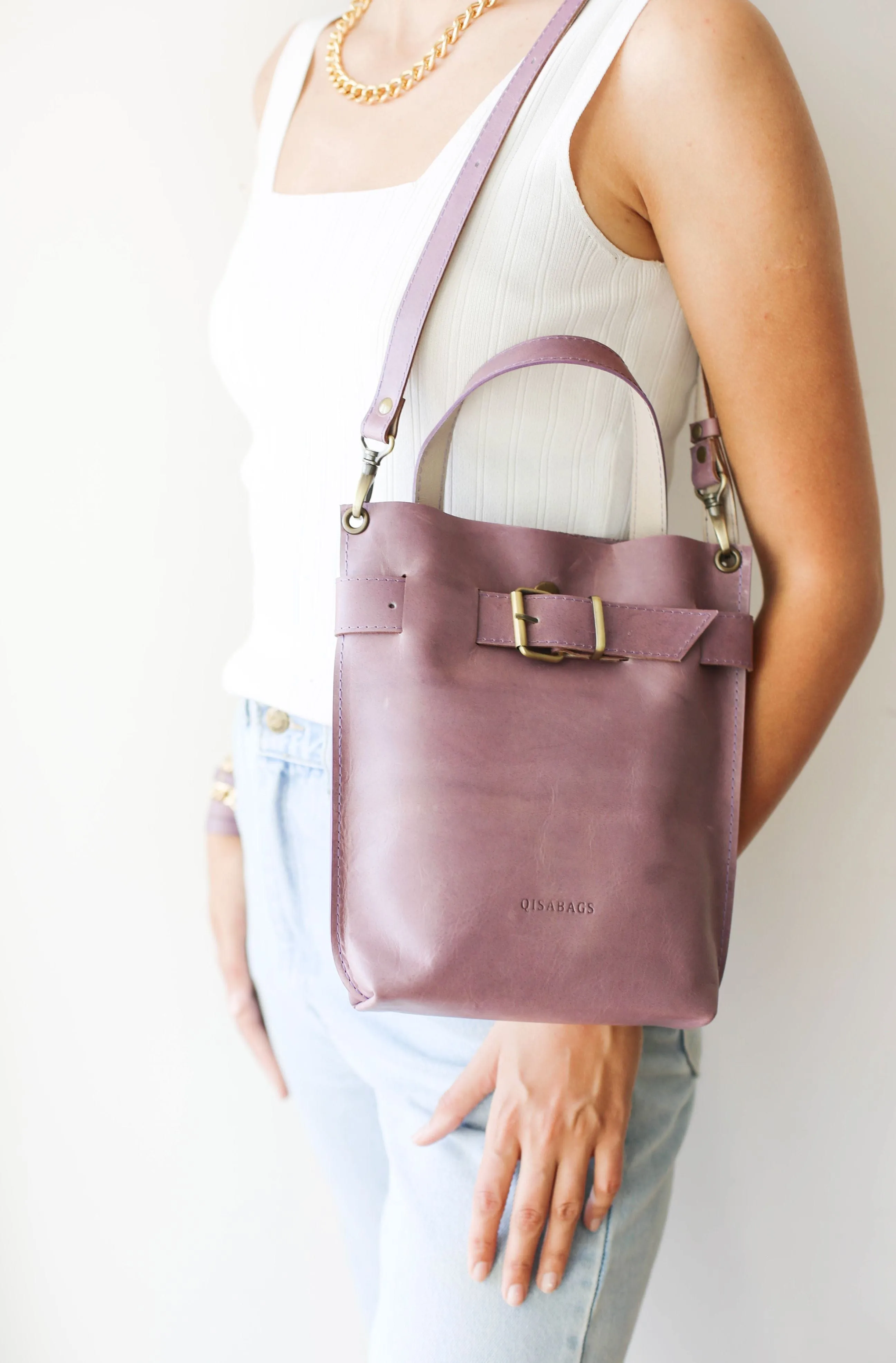 Lilac Mini Leather Backpack