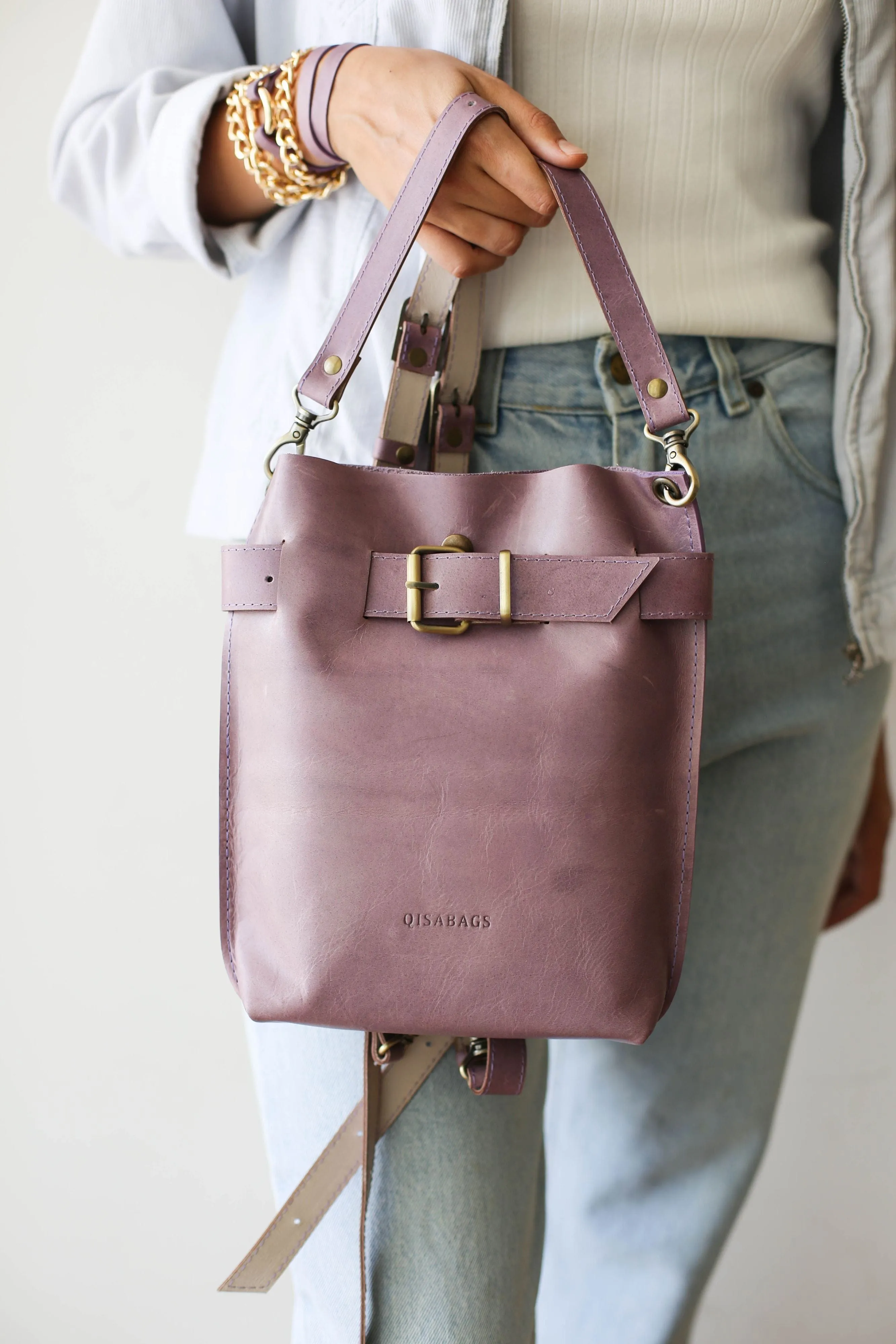 Lilac Mini Leather Backpack