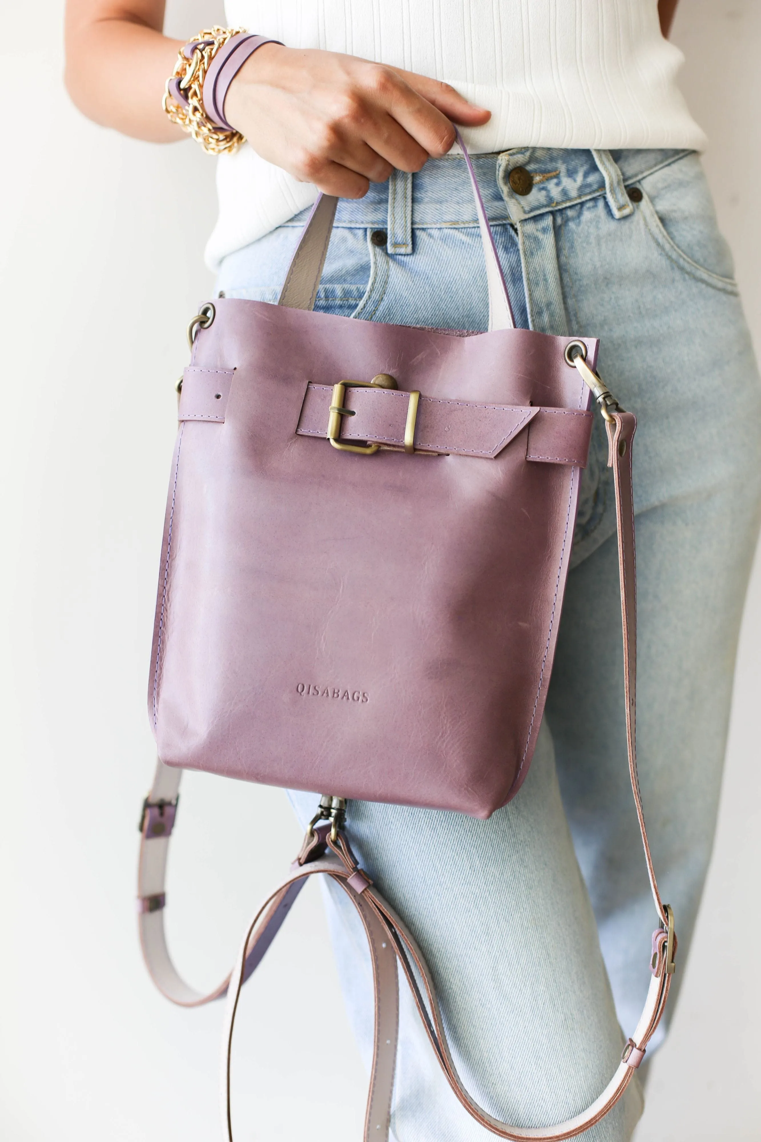 Lilac Mini Leather Backpack