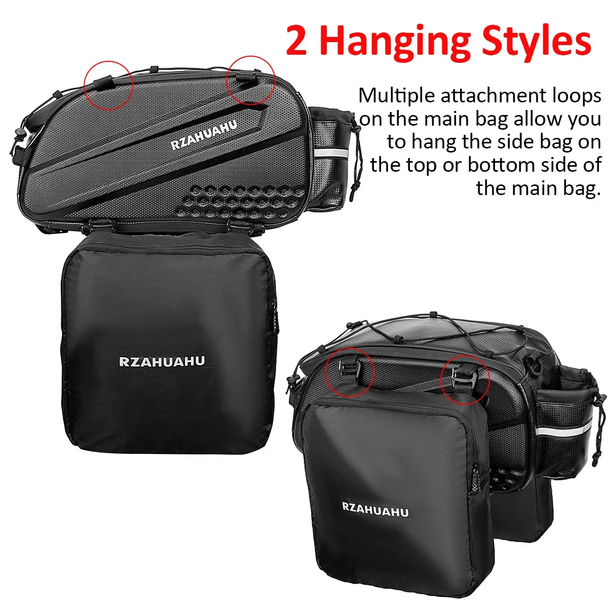 Lixada 3in1 Bike Rack Bag Trunk Bag Waterproof Bicycle Rear Seat Bag 2 Side Bags Cycling Cargo Luggage Bag Pannier Shoulder Bag