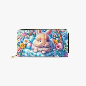 Long Type Zipper Purse, Easter, Rabbit, awd-623