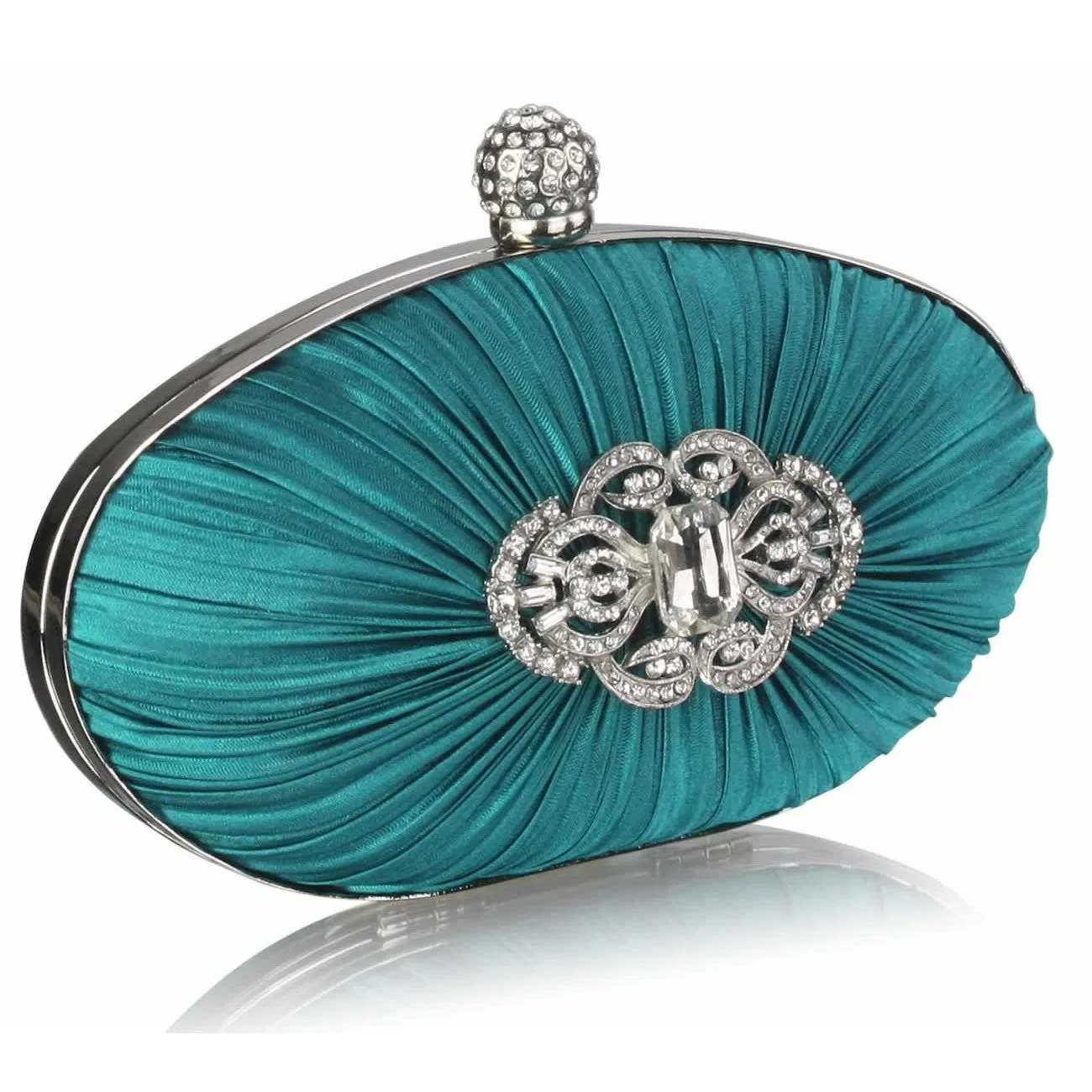 Lorena Luxury Satin Hardcase Clutch Handbag