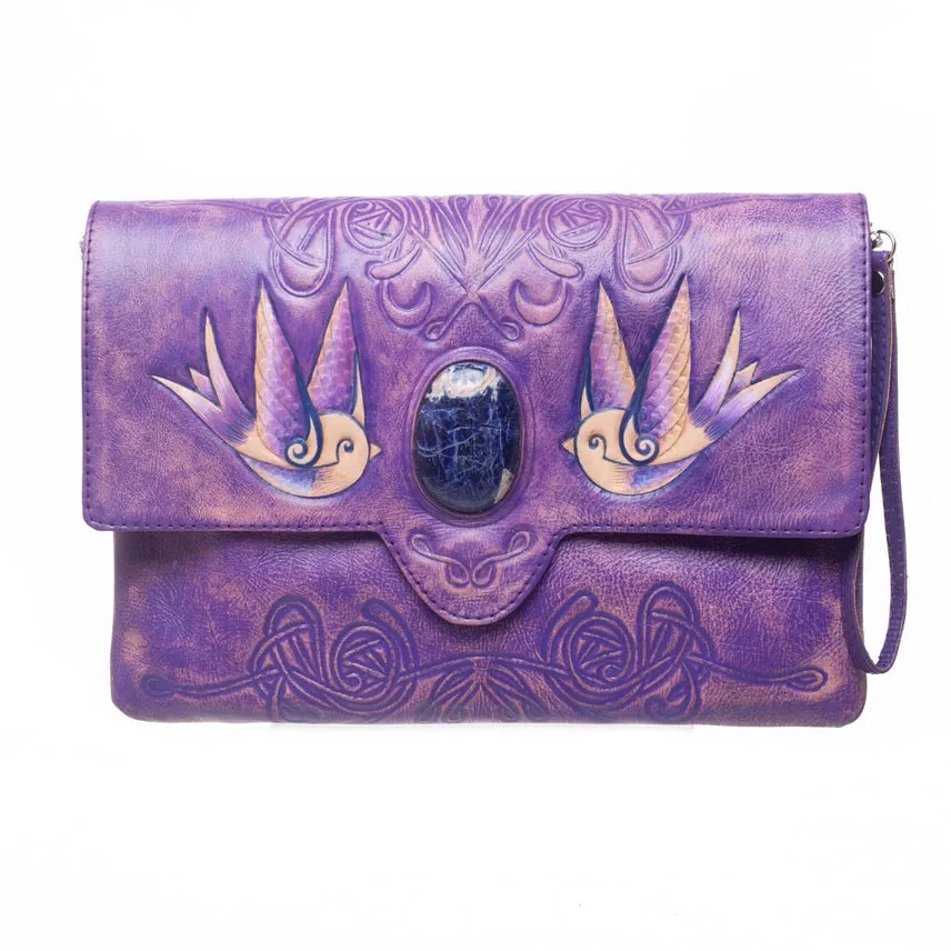 Lost Bird Clutch Shoulder Bag Antique Purple