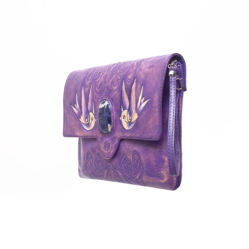 Lost Bird Clutch Shoulder Bag Antique Purple