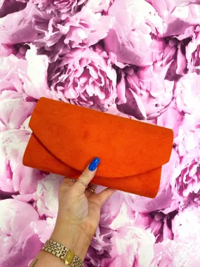 Maggie Suede Clutch (Orange)