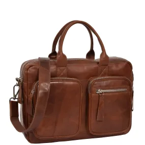 Mens Vintage Leather Organiser Briefcase Mason Tan