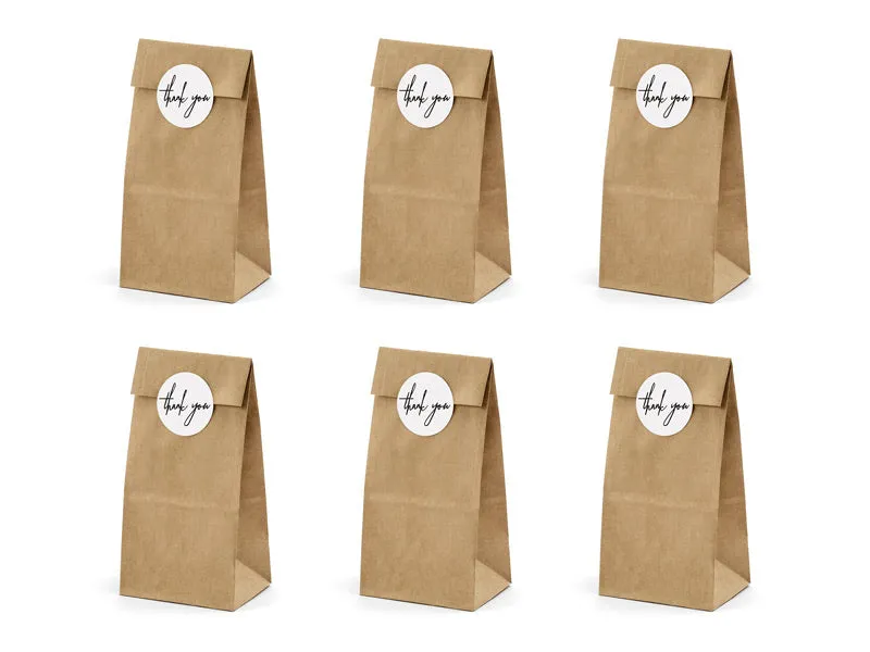 Mini Kraft Paper Bags with Circle Thank You Stickers