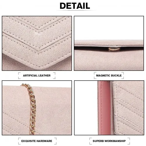 Miss Lulu Chevron Envelope Clutch Bag - Pink | Stylish Evening Accessory