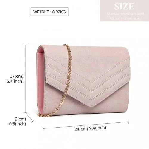 Miss Lulu Chevron Envelope Clutch Bag - Pink | Stylish Evening Accessory