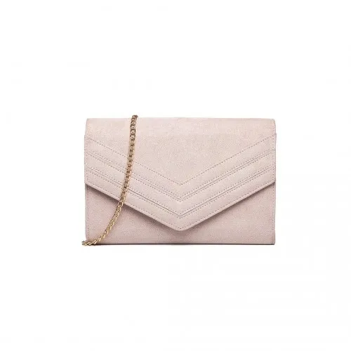 Miss Lulu Chevron Envelope Clutch Bag - Pink | Stylish Evening Accessory