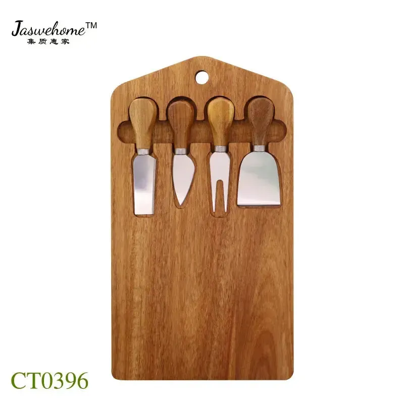 New Natural Acacia Cheese Board Set Cheese Knife With Board 5pcs