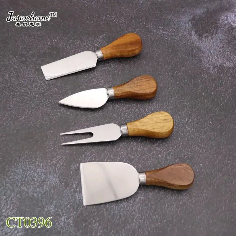 New Natural Acacia Cheese Board Set Cheese Knife With Board 5pcs