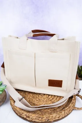 NGIL White Laurel Bay Small Canvas Tote