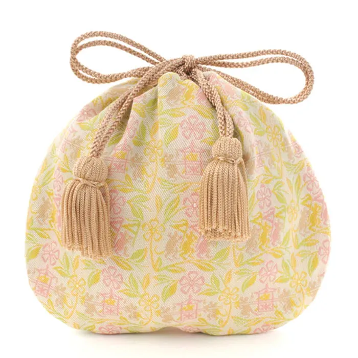 Nishijin-ori Small Drawstring Bag - Mouse -,  Made in Kyoto, Japan,  Japanese traditional craft purse