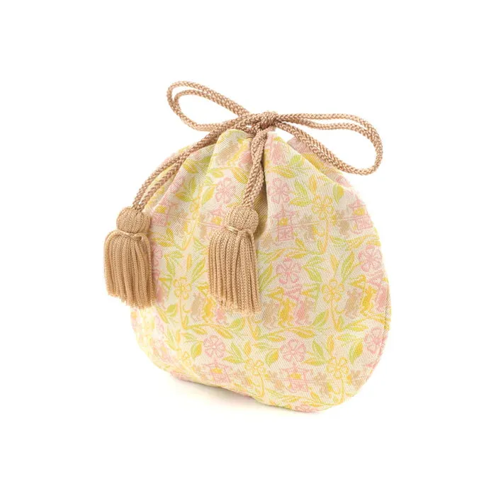 Nishijin-ori Small Drawstring Bag - Mouse -,  Made in Kyoto, Japan,  Japanese traditional craft purse