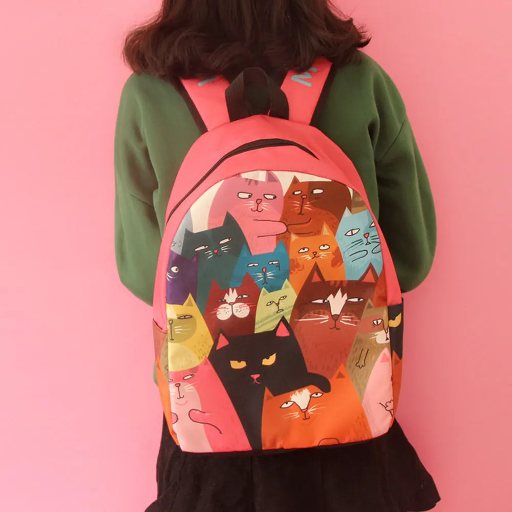 Novelty Creative Canvas Cat Backpack