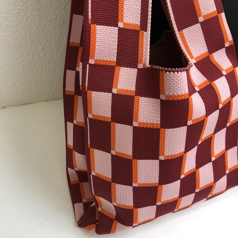 Paziye Bag - Check Double Knit Shopping Bag